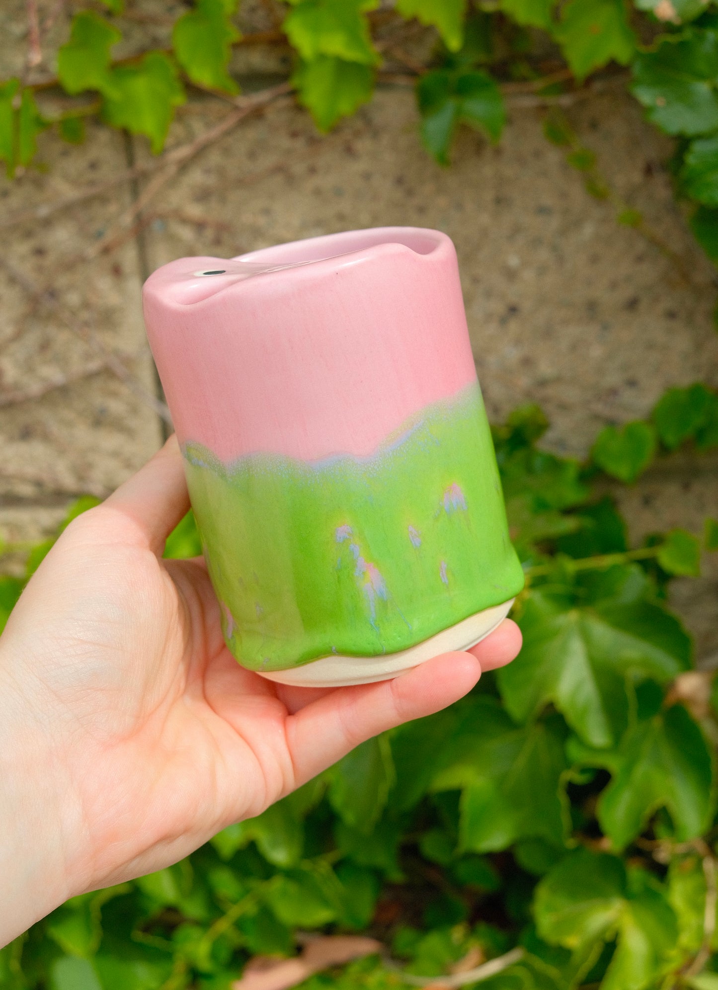 Travel Cup - Pink and Green 10 oz