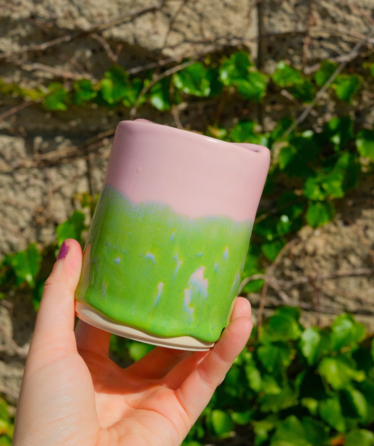 Travel Cup - Pink and Green 10 oz