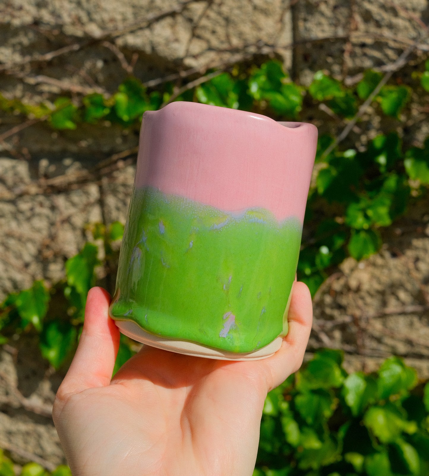 Travel Cup - Pink and Green 10 oz
