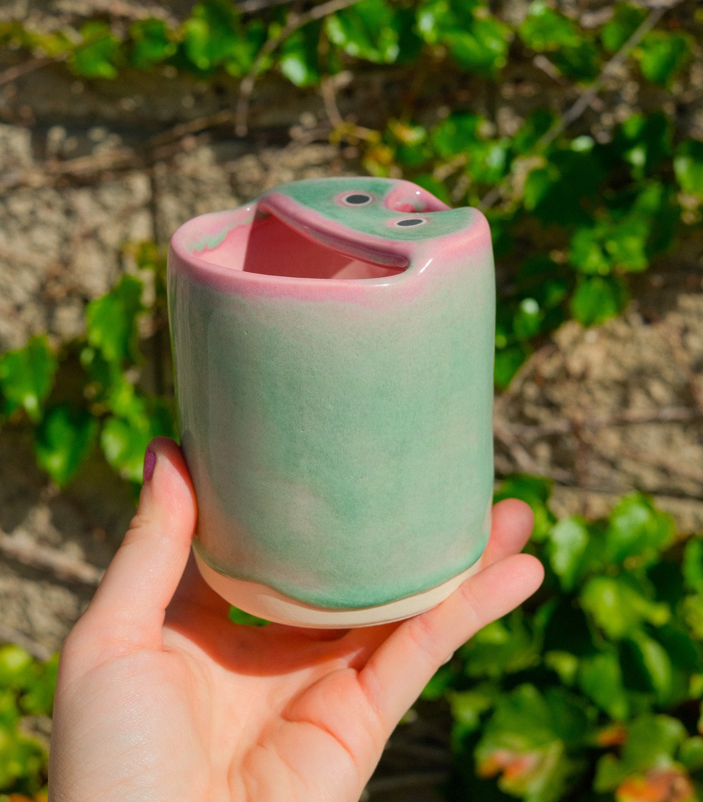 Travel Cup - Pink and Turquoise 11 oz