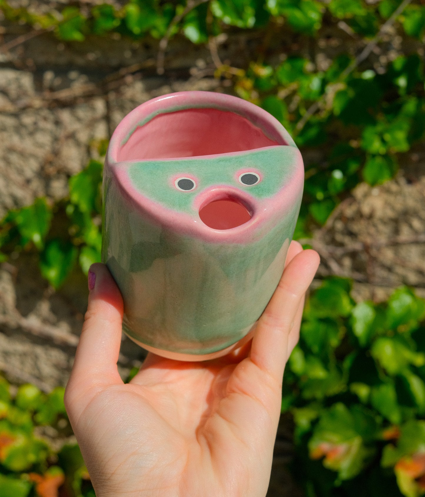 Travel Cup - Pink and Turquoise 11 oz