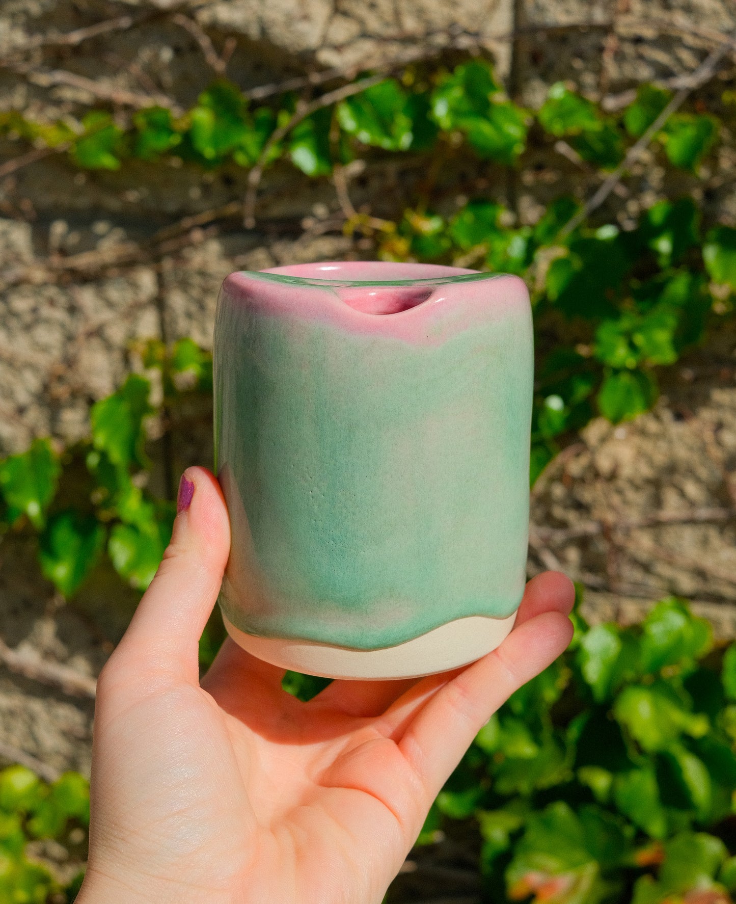 Travel Cup - Pink and Turquoise 11 oz