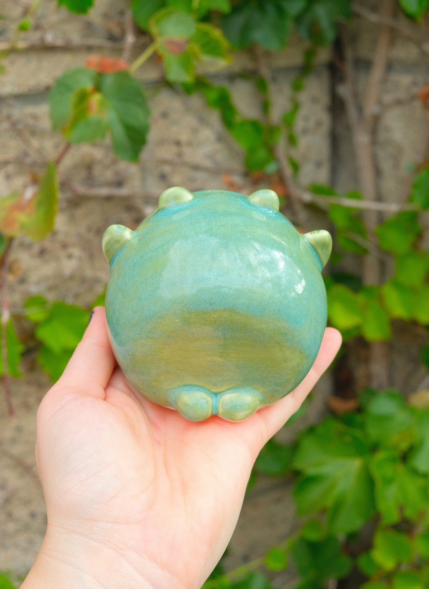Froggy Salt Cellar - Translucent Blue Green