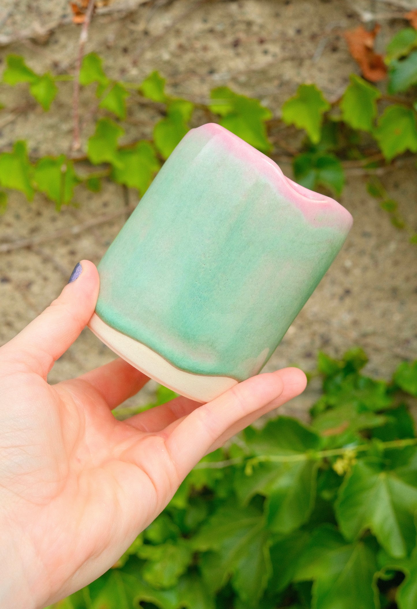 Travel Cup - Pink and Turquoise 11 oz