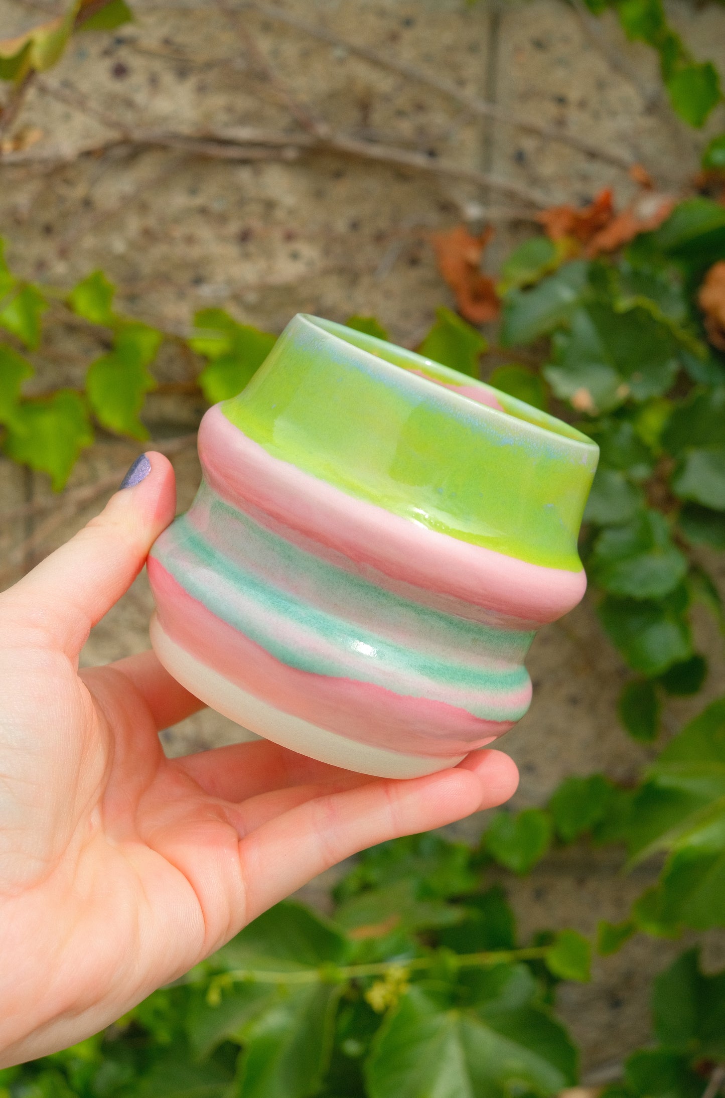 Pink and Green Bubble Cup 10 oz